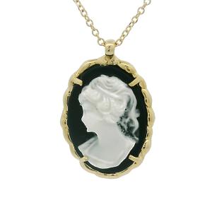 NECKLACE Cameo Handmade K14 Yellow Gold 14100N-S - 52557