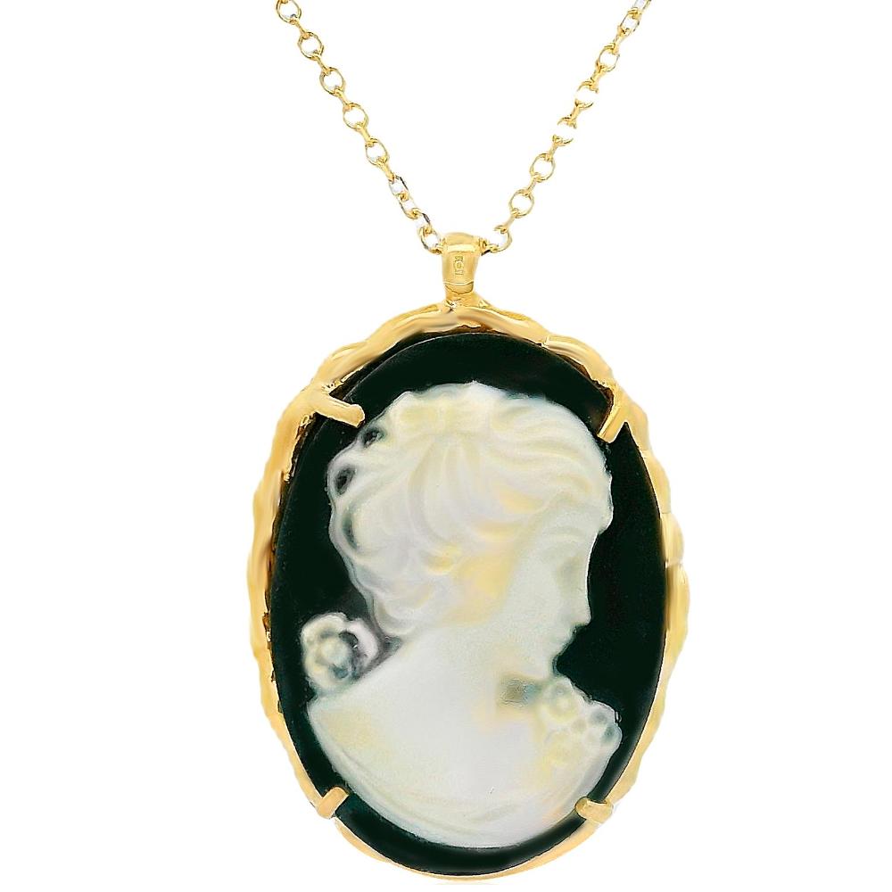 NECKLACE Cameo Handmade K14 Yellow Gold 14100N