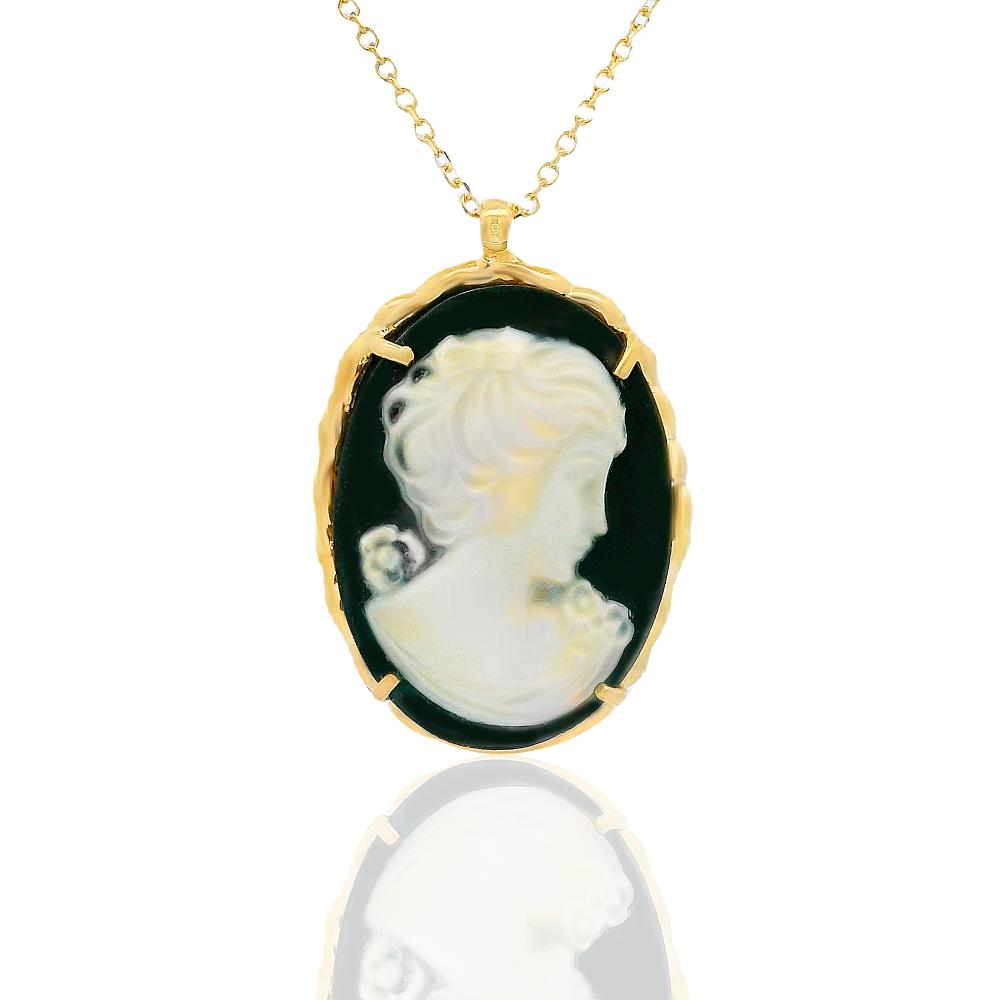 NECKLACE Cameo Handmade K14 Yellow Gold 14100N