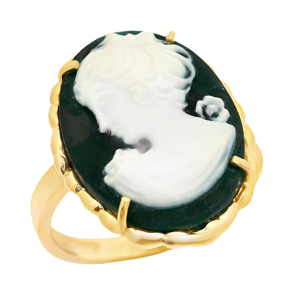 RING Cameo Handmade K14 Yellow Gold 14100YR