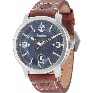 TIMBERLAND Pembrok Three Hands 46mm Silver Stainless Steel Brown Leather Strap 15017JS.03 - 3629