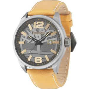 TIMBERLAND Campton Three Hands 46mm Silver Stainless Steel Beige Leather Strap 15029JLU.61 - 3675