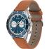 HUGO BOSS Santiago Dual-Time Multifunction 44mm Silver Stainless Steel Brown Leather Strap 1513860-1