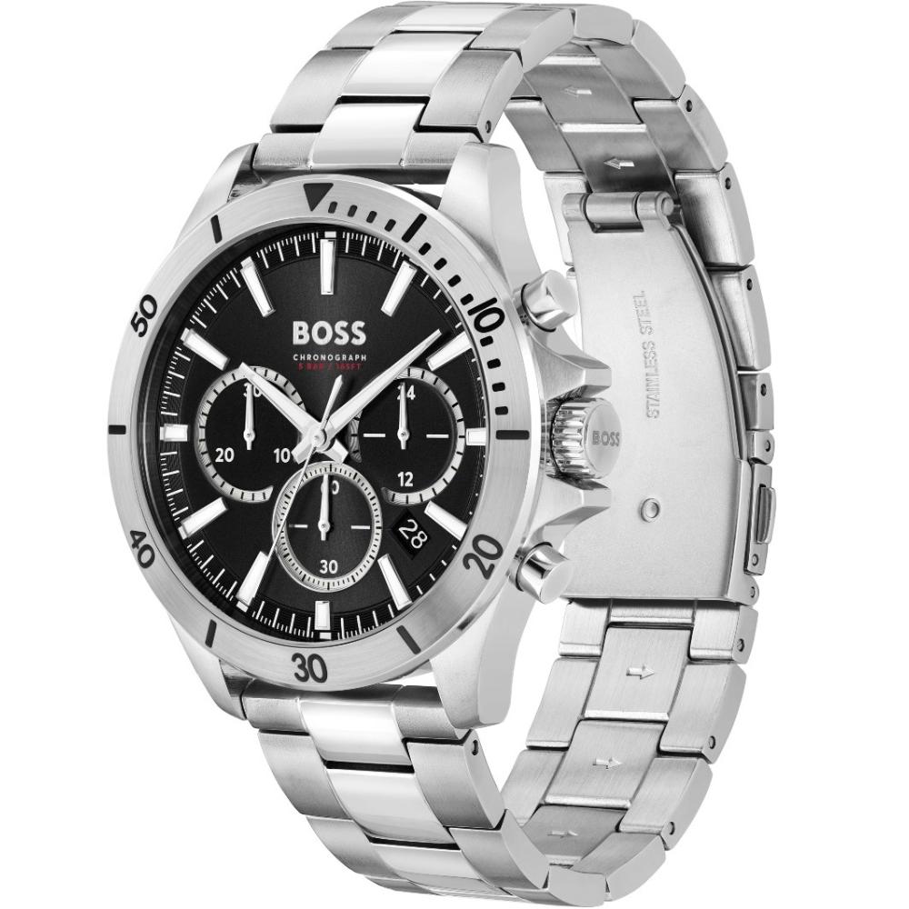 BOSS Troper Chronograph Black Dial 45mm Silver Stainless Steel Bracelet 1514057