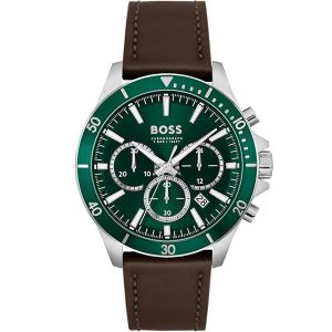 BOSS Troper Chronograph 45mm Silver Stainless Steel Brown Leather Strap 1514098 - 38197