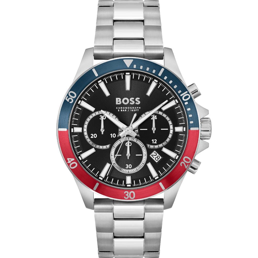 BOSS Troper Chronograph Black Dial 45mm Silver Stainless Steel Bracelet 1514108