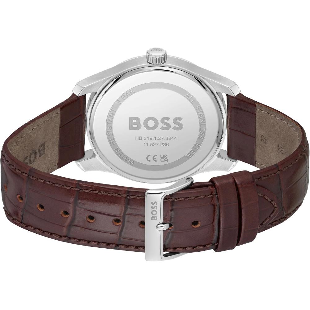 BOSS Principle White Dial 41mm Silver Stainless Steel Brown Leather Strap 1514114