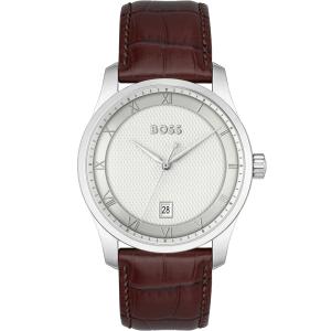 BOSS Principle White Dial 41mm Silver Stainless Steel Brown Leather Strap 1514114 - 44731