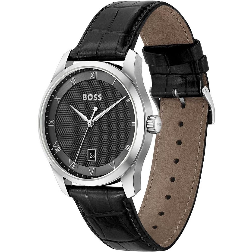 BOSS Principle Black Dial 41mm Silver Stainless Steel Black Leather Strap 1514122