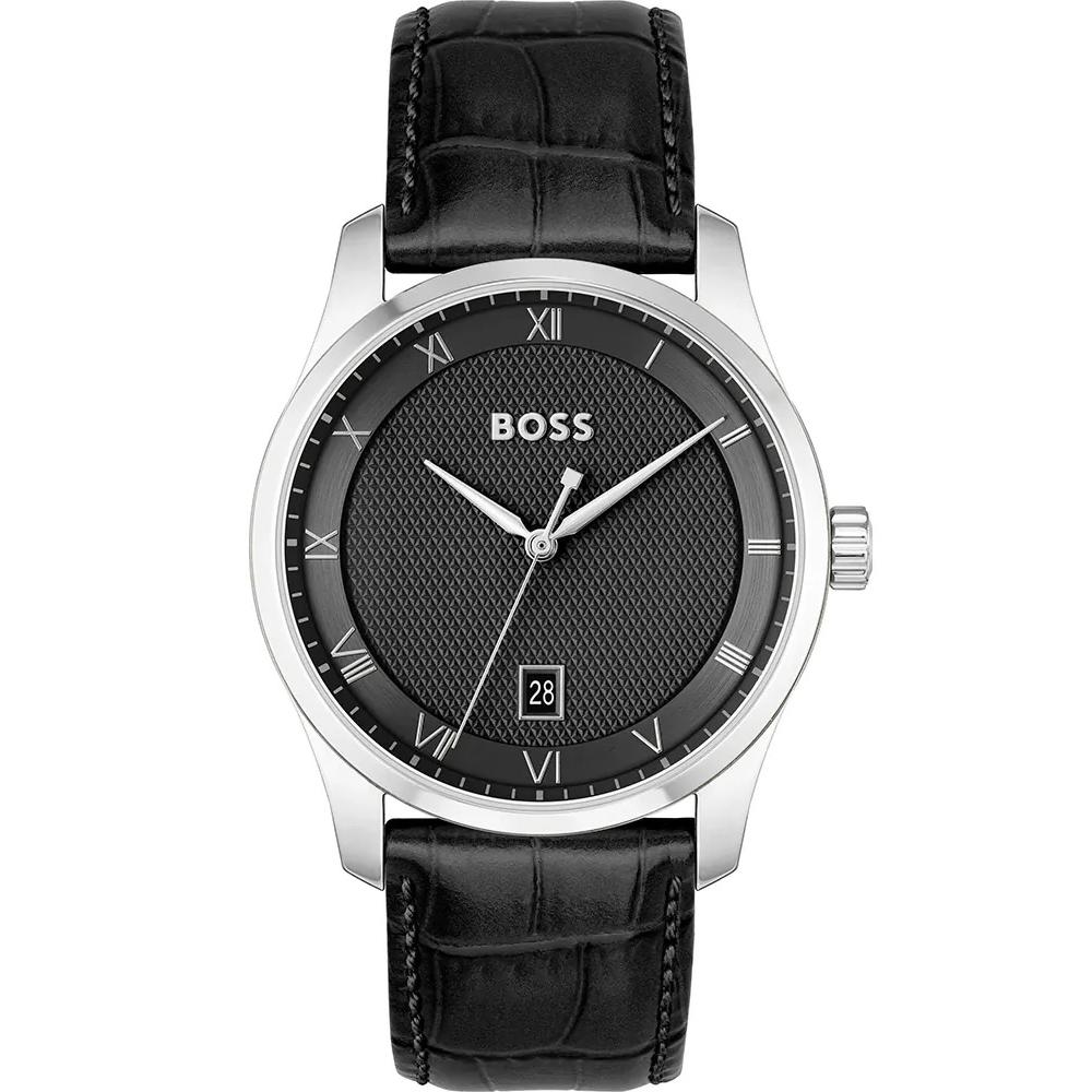 BOSS Principle Black Dial 41mm Silver Stainless Steel Black Leather Strap 1514122