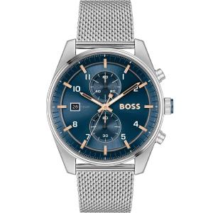 BOSS Skytraveller Chronograph Blue Dial 44mm Silver Stainless Steel Milanese Bracelet 1514149 - 44745