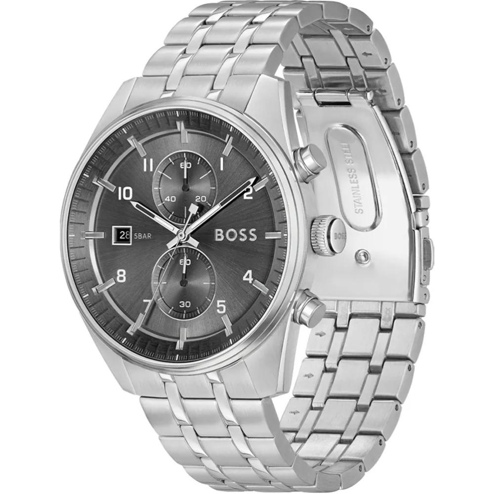 BOSS Skytraveller Chronograph Grey Dial 44mm Silver Stainless Steel Bracelet 1514151