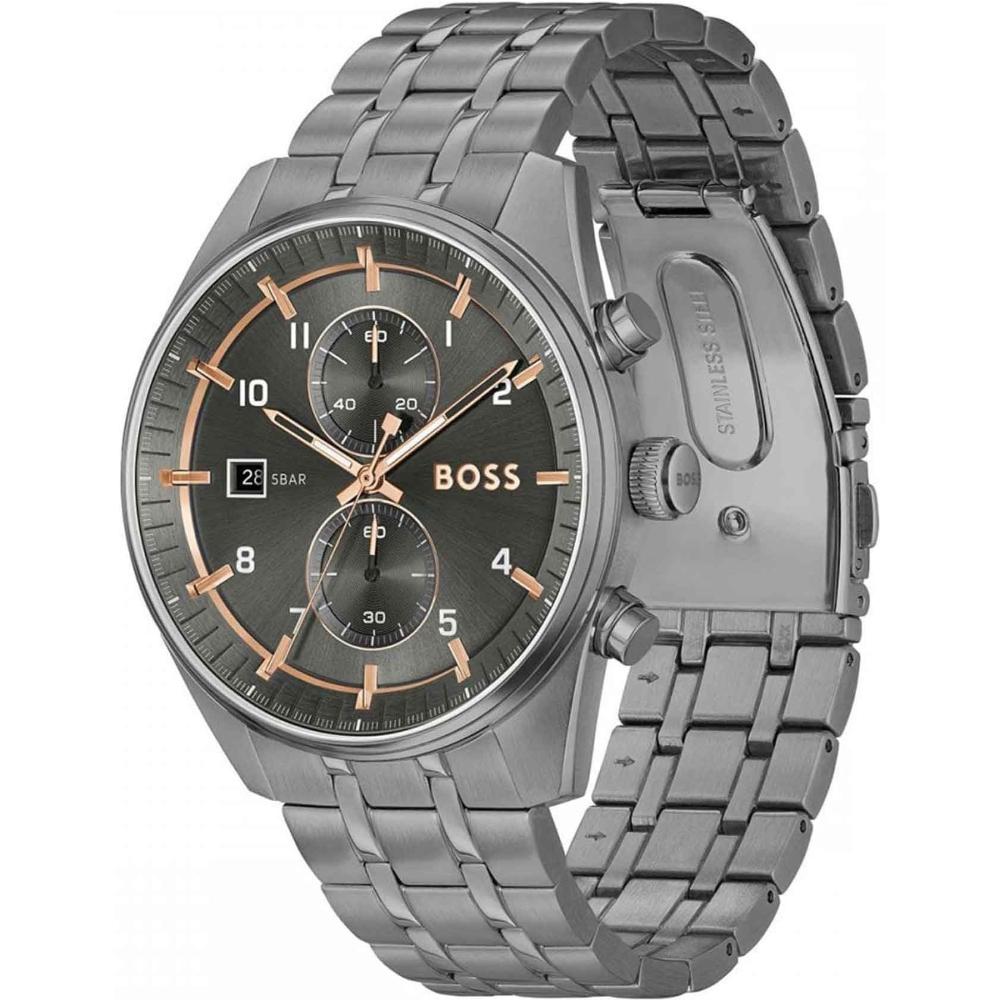 BOSS Skytraveller Chronograph Grey Dial 44mm Grey Stainless Steel Bracelet 1514153