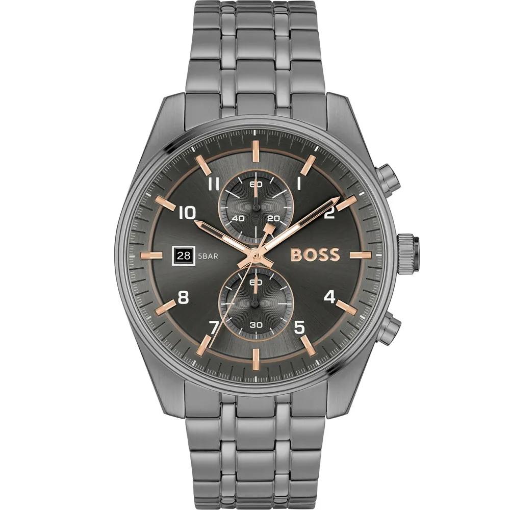 BOSS Skytraveller Chronograph Grey Dial 44mm Grey Stainless Steel Bracelet 1514153