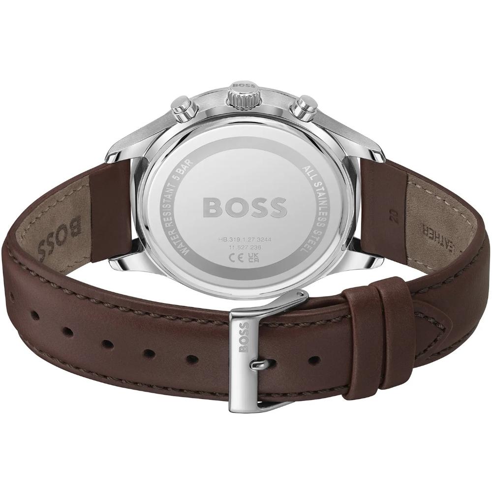 BOSS Avery Chronograph Grey Dial 42mm Silver Stainless Steel Brown Leather Strap 1514155