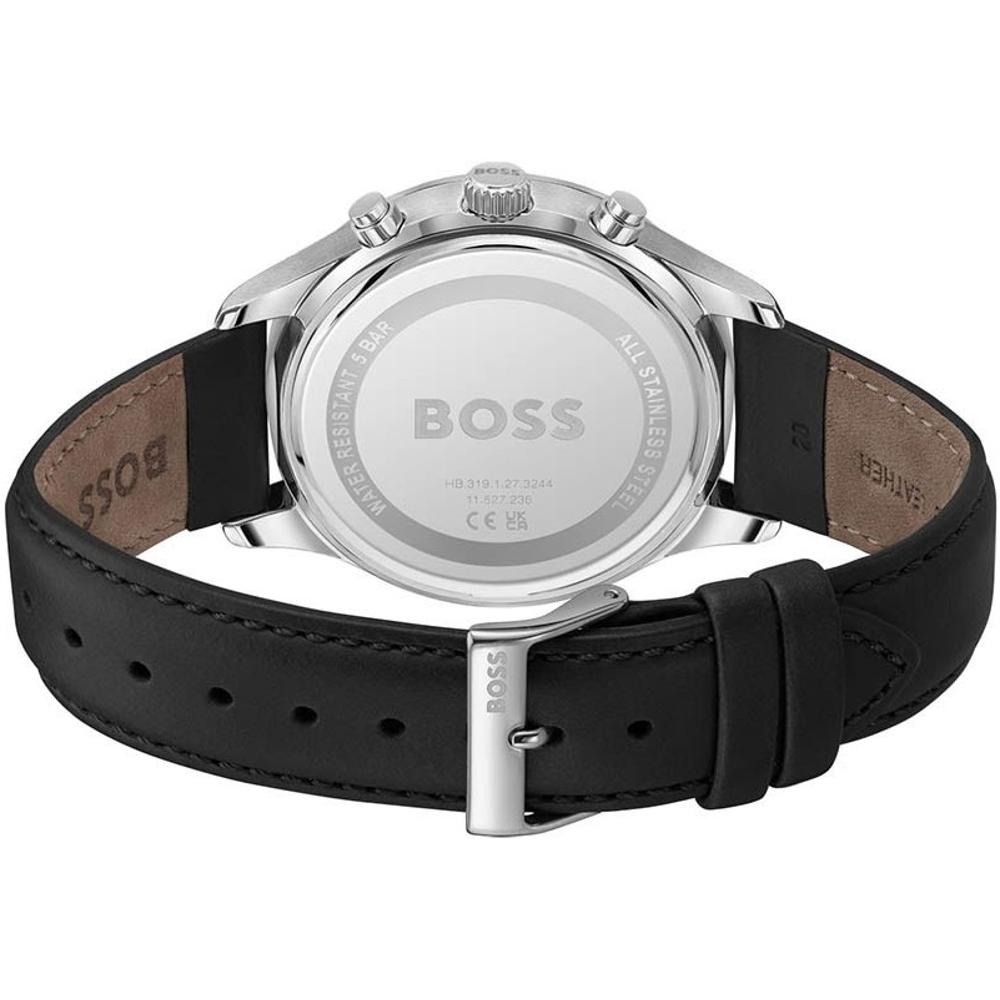 BOSS Avery Chronograph Black Dial 42mm Silver Stainless Steel Black Leather Strap 1514156