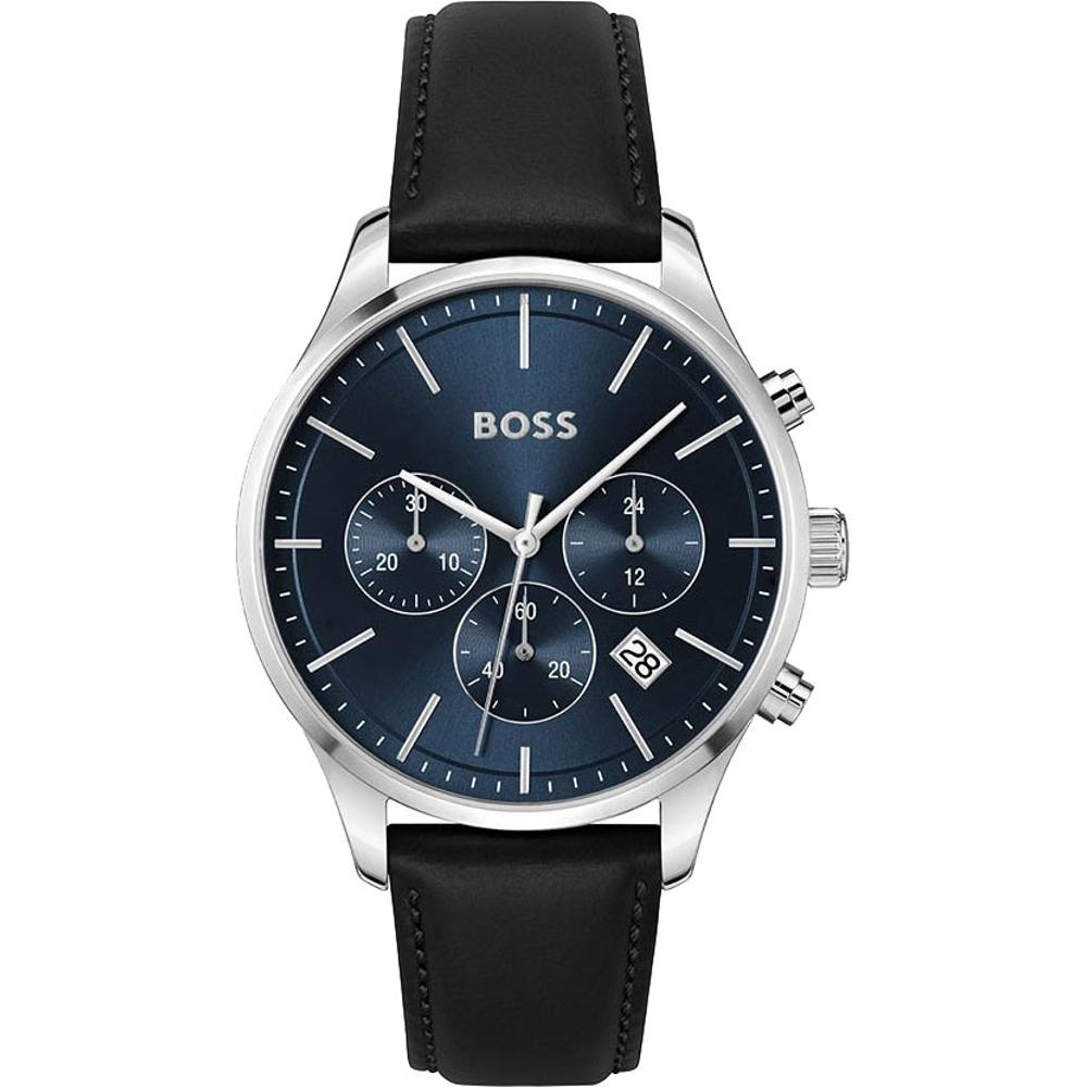 BOSS Avery Chronograph Black Dial 42mm Silver Stainless Steel Black Leather Strap 1514156