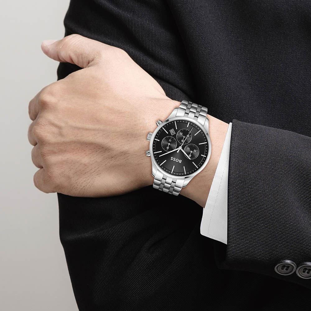 BOSS Avery Chronograph Black Dial 42mm Silver Stainless Steel Bracelet 1514157