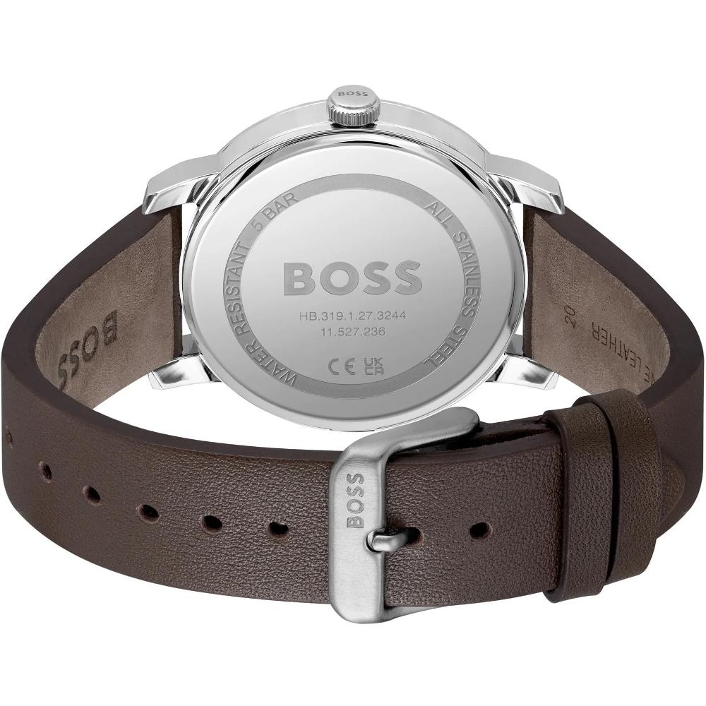 BOSS Dean Blue Dial 41mm Silver Stainless Steel Brown Leather Strap 1514160