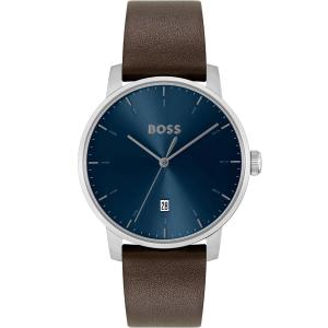 BOSS Dean Blue Dial 41mm Silver Stainless Steel Brown Leather Strap 1514160 - 44738