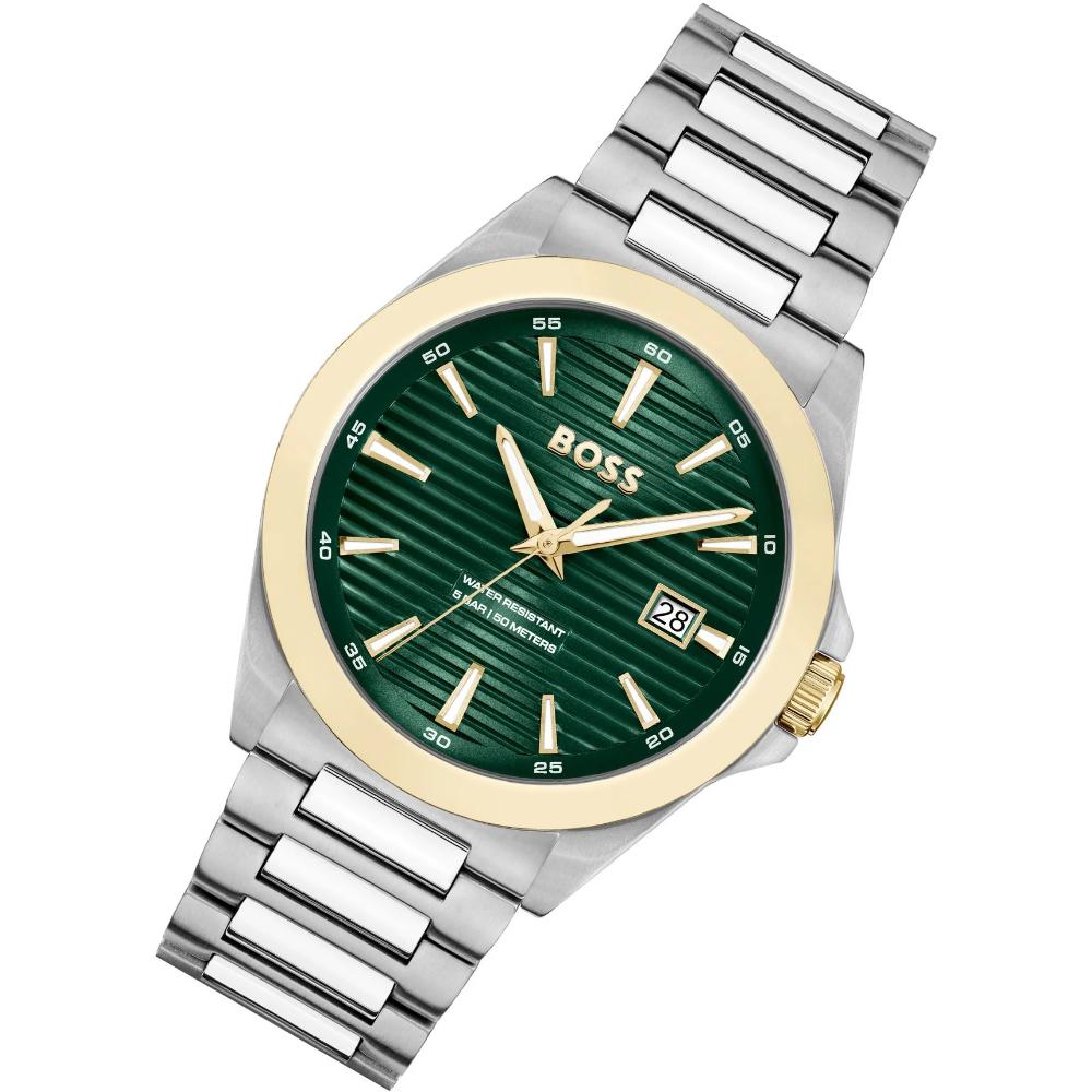 BOSS Strike Green Dial 41mm Silver Stainless Steel Bracelet 1514173