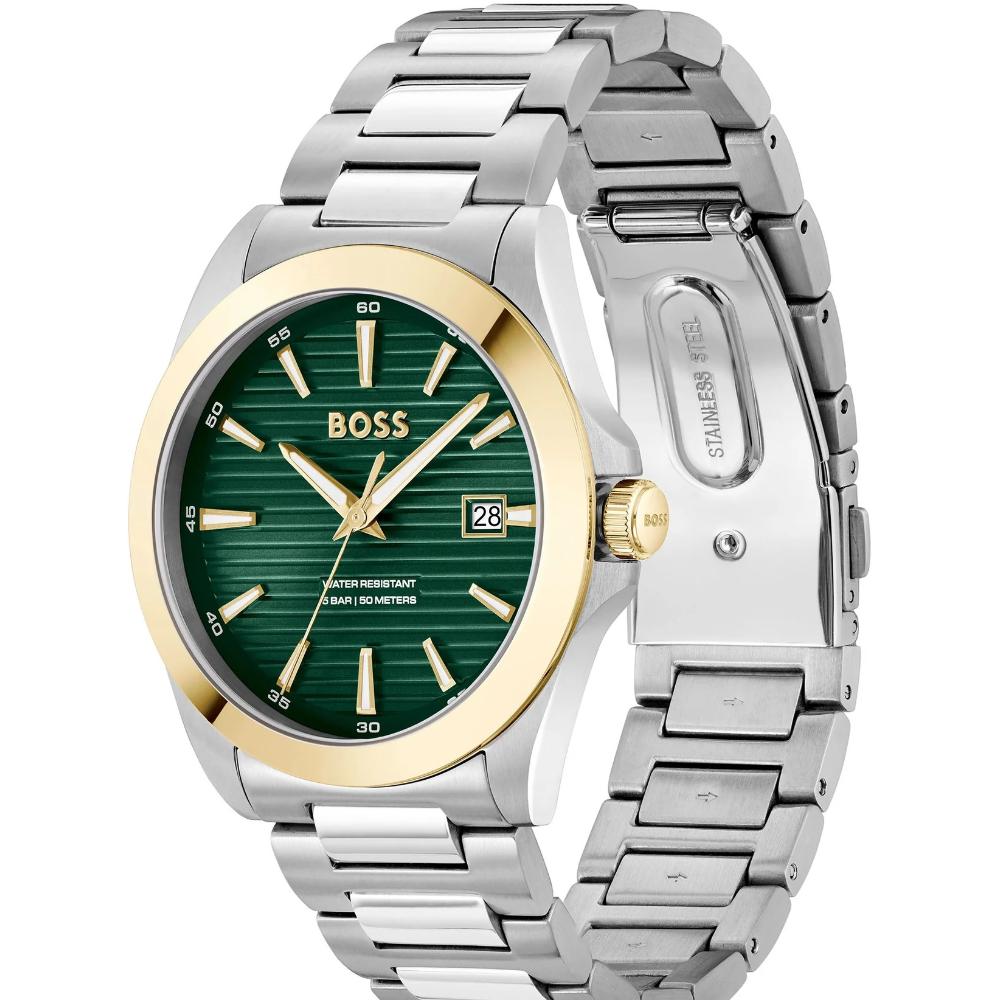 BOSS Strike Green Dial 41mm Silver Stainless Steel Bracelet 1514173