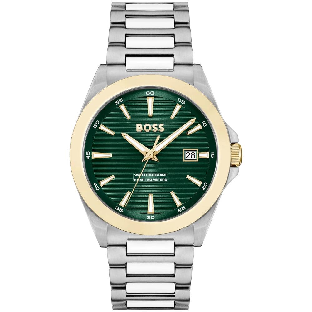 BOSS Strike Green Dial 41mm Silver Stainless Steel Bracelet 1514173