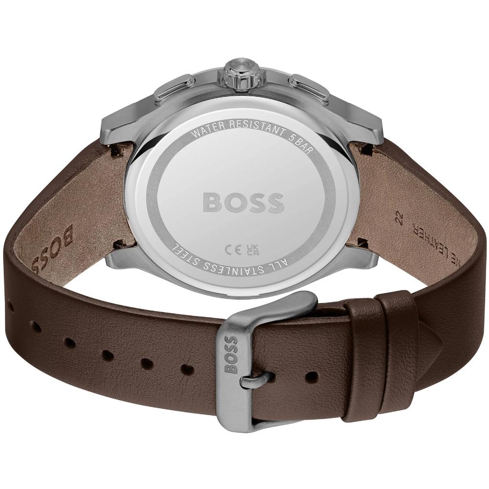 BOSS Peak 2.0 Chronograph Grey Dial 45mm Grey Stainless Steel Brown Leather Strap 1514187