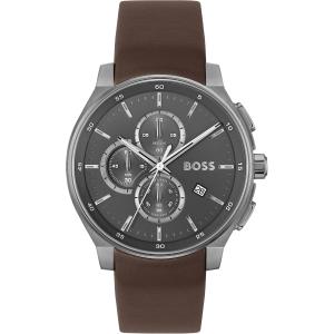 BOSS Peak 2.0 Chronograph Grey Dial 45mm Grey Stainless Steel Brown Leather Strap 1514187 - 48235