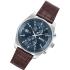 BOSS Skytraveller Chronograph Blue Dial 44mm Silver Stainless Steel Brown Leather Strap 1514193 - 1