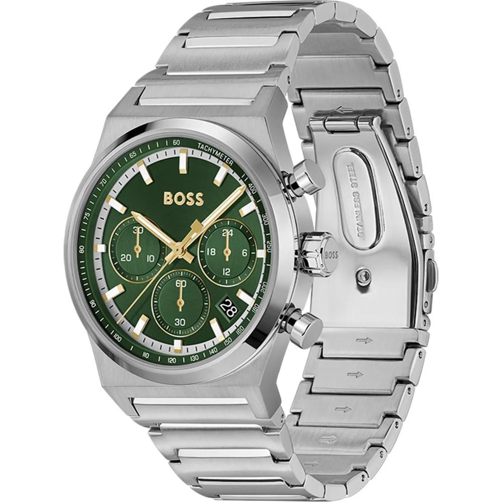 BOSS Candor Chronograph Green Dial 41mm Silver Stainless Steel Bracelet 1514220