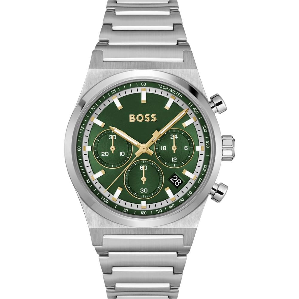 BOSS Candor Chronograph Green Dial 41mm Silver Stainless Steel Bracelet 1514220