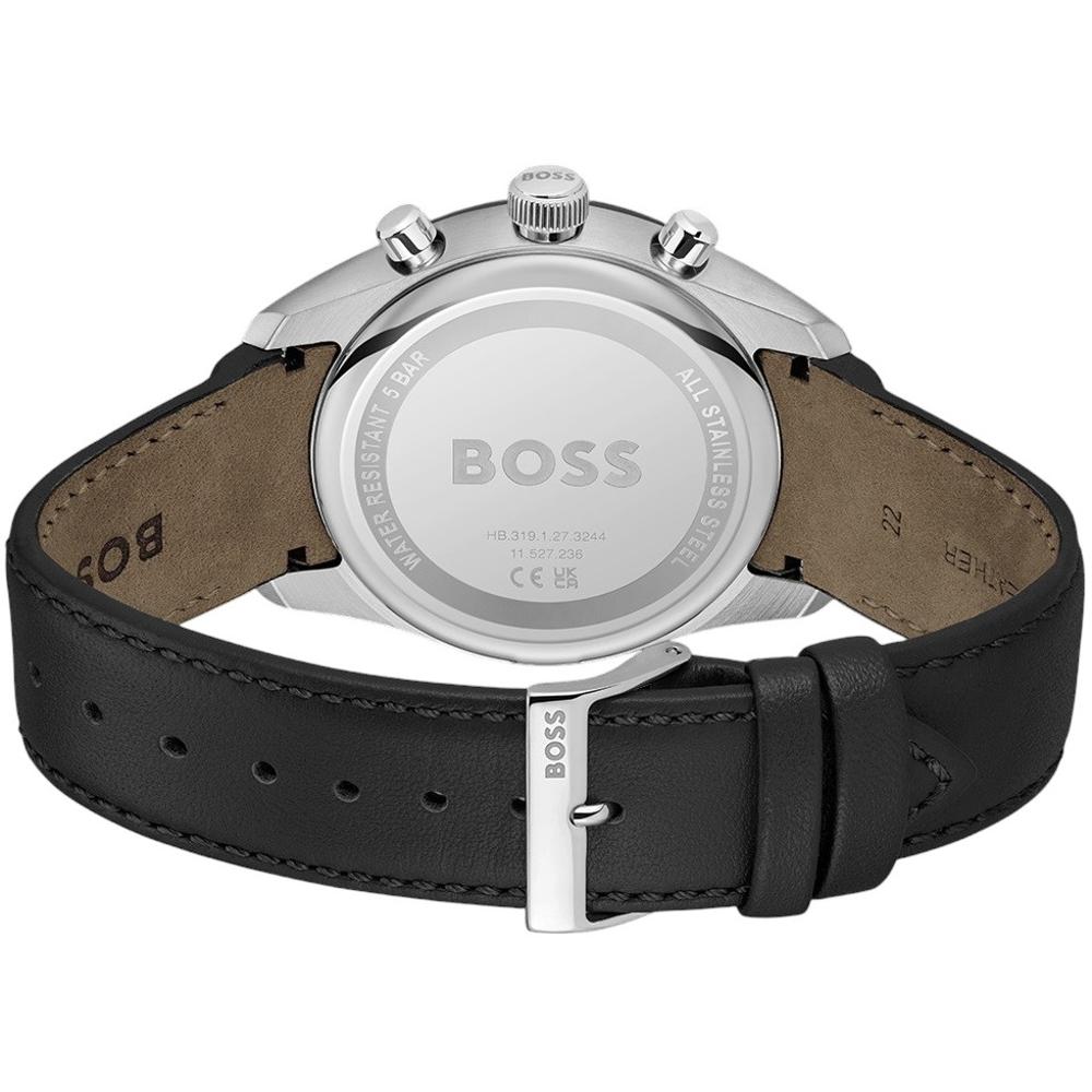 BOSS Grand Prix Chronograph Black Dial 44mm Silver Stainless Steel Black Leather Strap 1514224