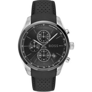 BOSS Grand Prix Chronograph Black Dial 44mm Silver Stainless Steel Black Leather Strap 1514224 - 58791