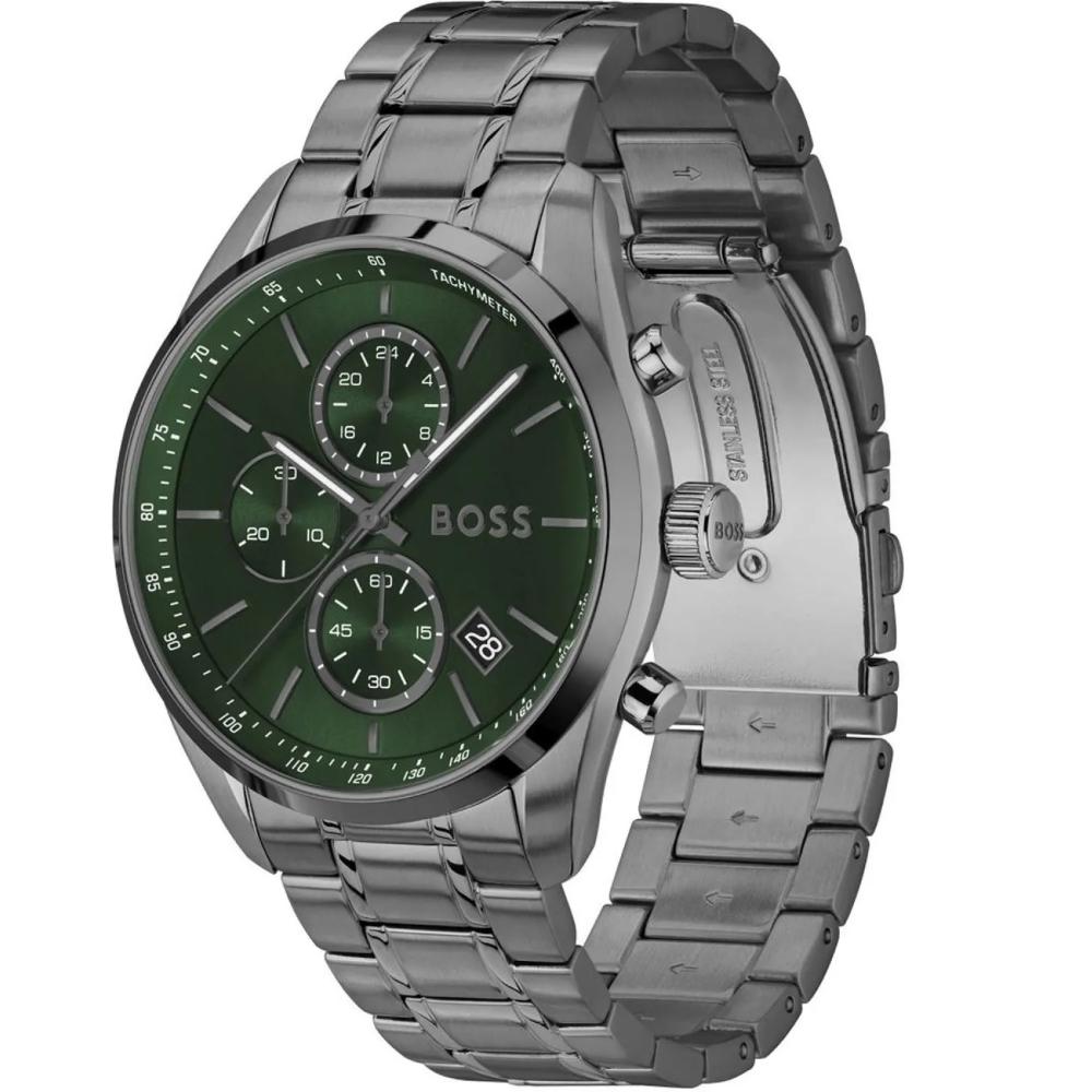 BOSS Grand Prix Chronograph Green Dial 44mm Grey Stainless Steel Bracelet 1514228