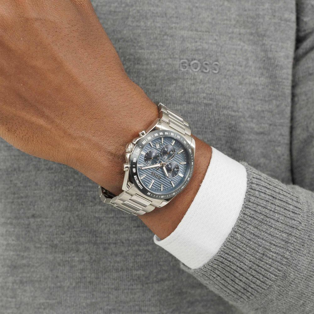 BOSS Strike Chronograph Blue Dial 41mm Silver Stainless Steel Bracelet 1514240