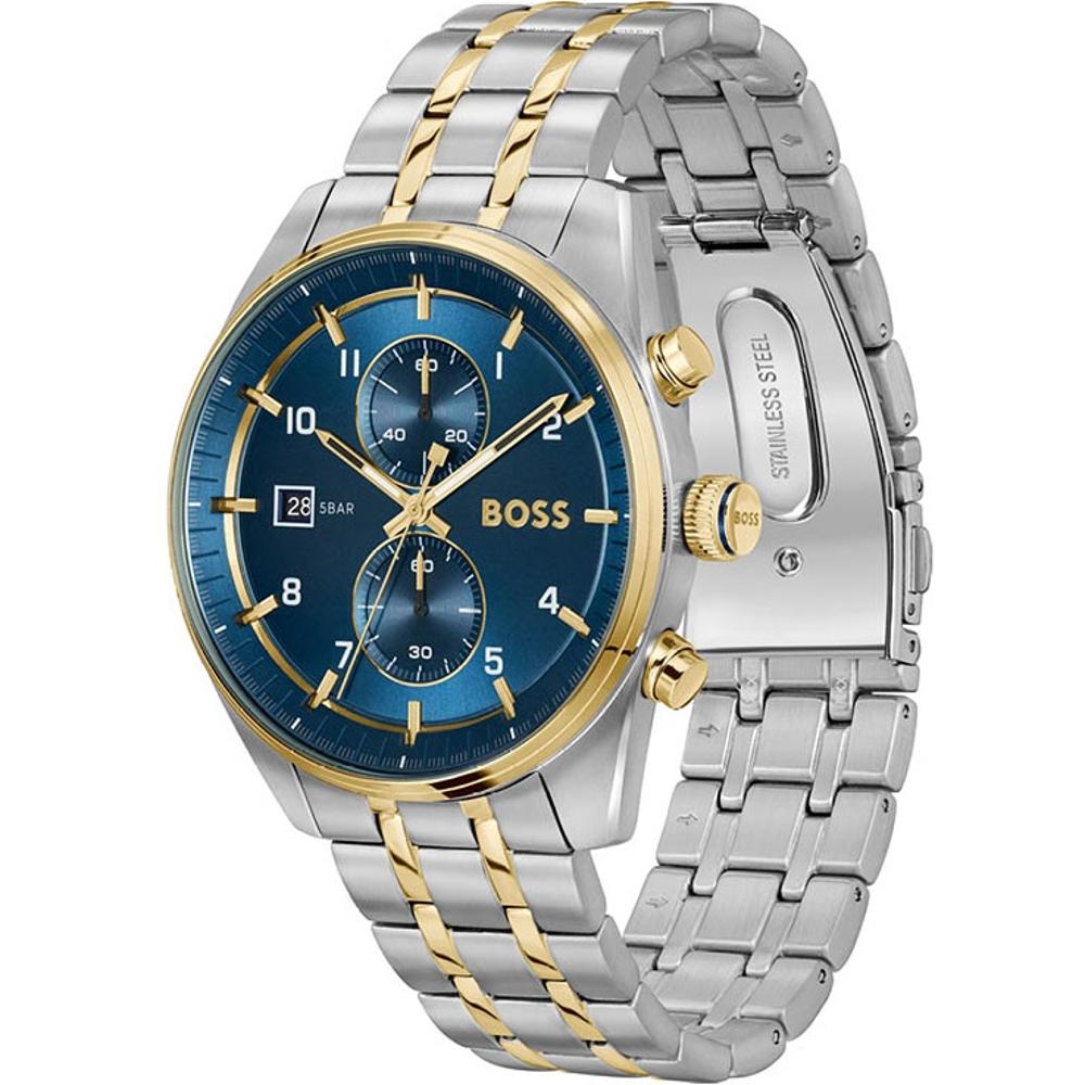 BOSS Skytraveller Chronograph Blue Dial 41mm Two Tone Gold Stainless Steel Bracelet 1514247