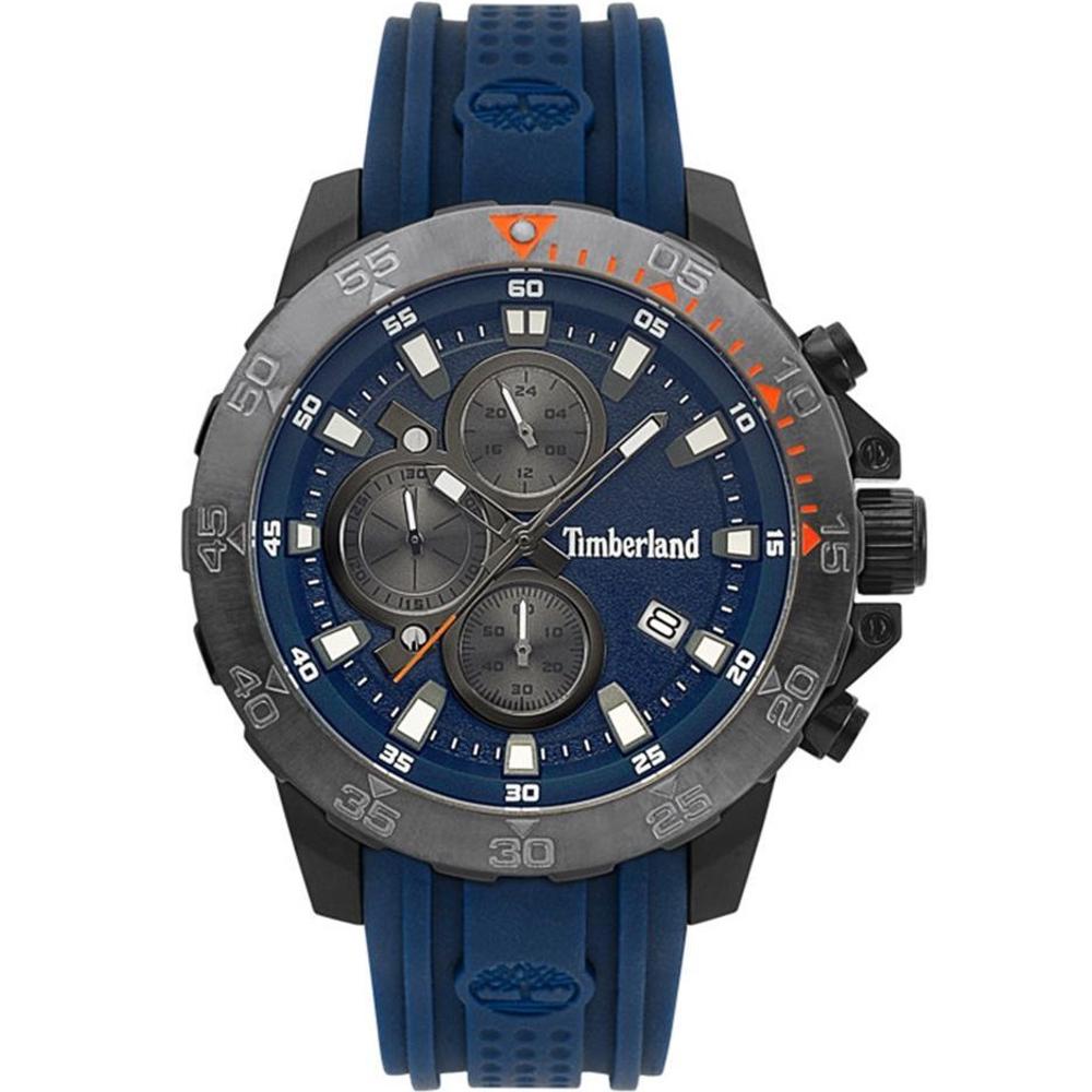 TIMBERLAND Westerdale Chronograph 48mm Black Stainless Steel Blue Silicone Strap 15360JSBU.03P