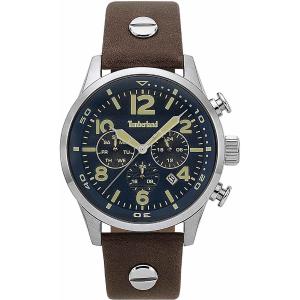 TIMBERLAND Jenness Dual-Time Multifunction 44mm Silver Stainless Steel Brown Leather Strap 15376JS.03 - 3765