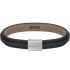 BOSS Jewelry Bracelet Silver Stainless Steel Black Leather 1580328S - 0
