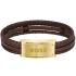 BOSS Jewelry For Him Bracelet Gold Stainless Steel with Brown Leather 1580424 - 0