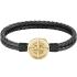 BOSS Jewelry For Him Bracelet Gold Stainless Steel with Black Leather 1580491M - 0