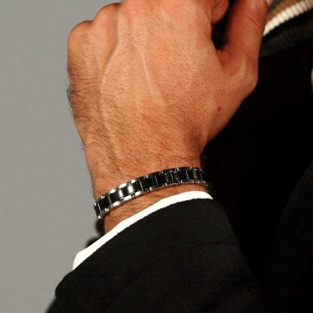 ΒΡΑΧΙΟΛΙ Ανδρικό BOSS από Μαύρο και Ασημί Ανοξείδωτο Ατσάλι 1580665