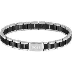 ΒΡΑΧΙΟΛΙ Ανδρικό BOSS από Μαύρο και Ασημί Ανοξείδωτο Ατσάλι 1580665 - 61979