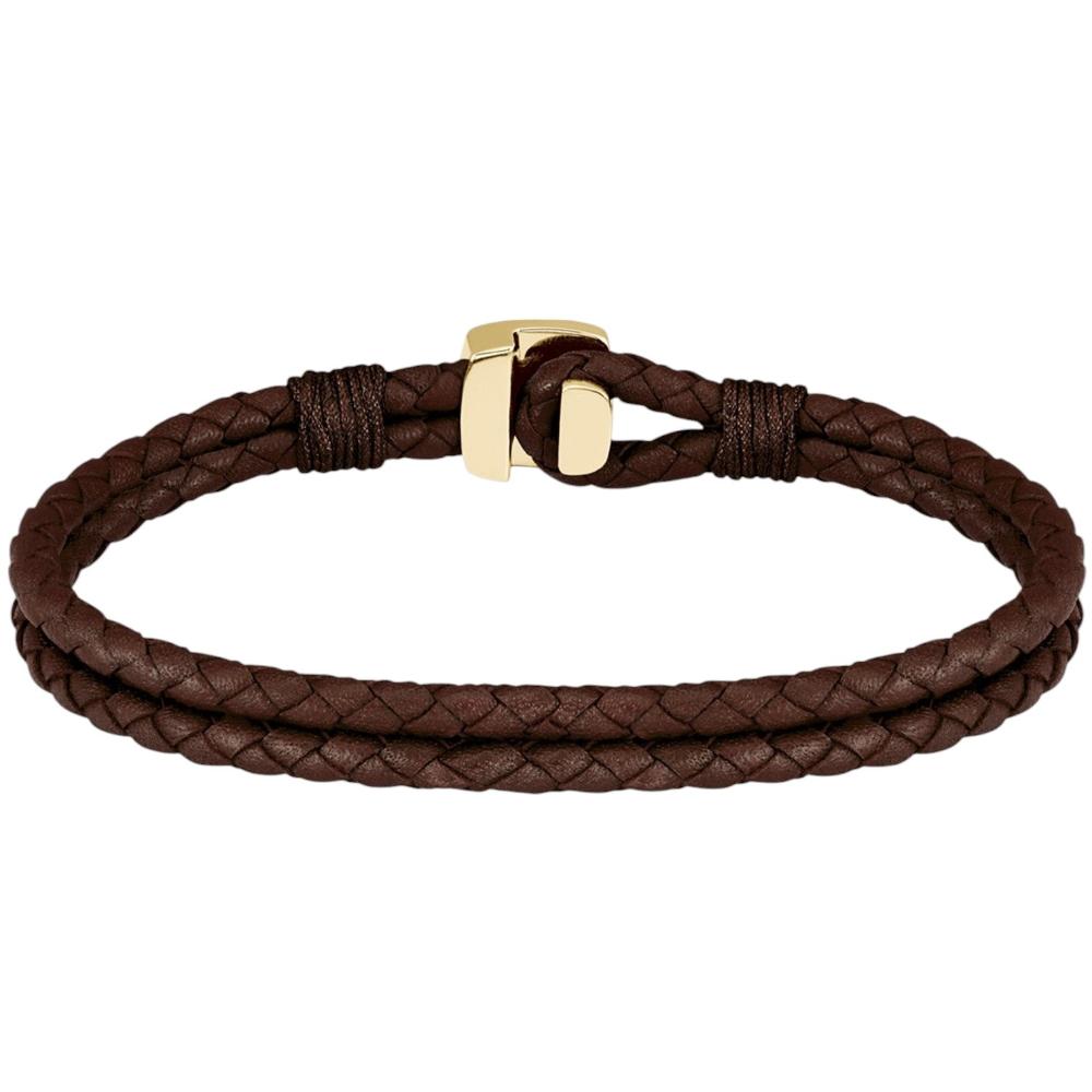 BOSS Jewelry Bracelet Gold-Plated Stainless Steel and Brown Leather 1580667M