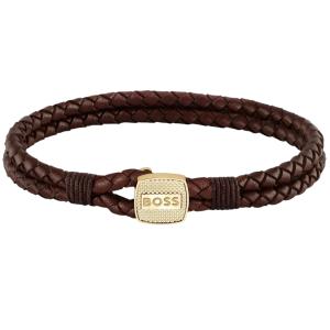 BOSS Jewelry Bracelet Gold-Plated Stainless Steel and Brown Leather 1580667M - 55697