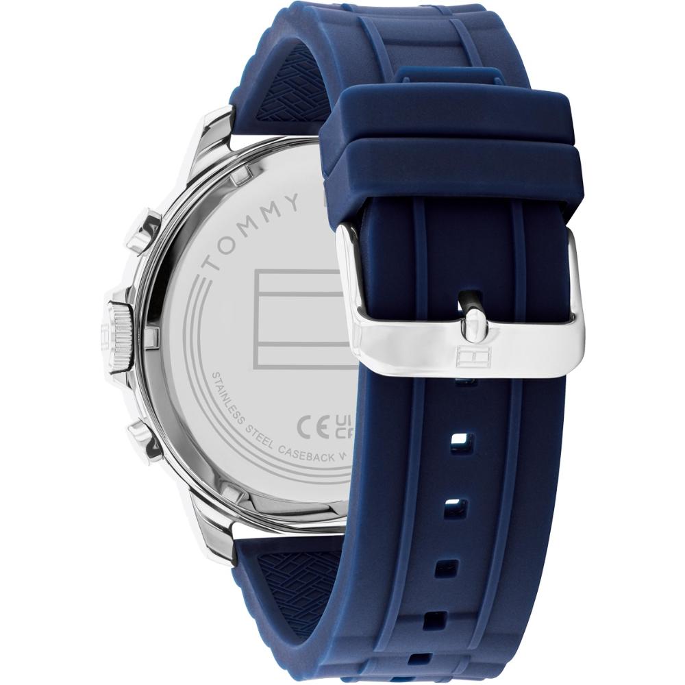 TOMMY HILFIGER Luca Multifunction 50mm Silver Stainless Steel Blue Rubber Strap 1710489