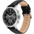TOMMY HILFIGER Tyson Multifunction Black Dial 44mm Silver Stainless Steel Black Leather Strap 1710586 - 1