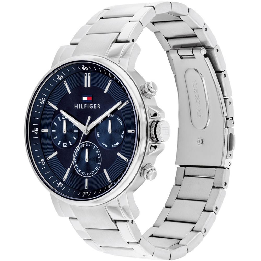TOMMY HILFIGER Tyson Multifunction Blue Dial 44mm Silver Stainless Steel Bracelet 1710588