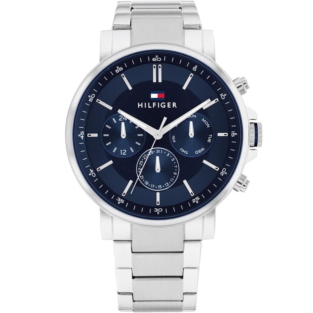 TOMMY HILFIGER Tyson Multifunction Blue Dial 44mm Silver Stainless Steel Bracelet 1710588